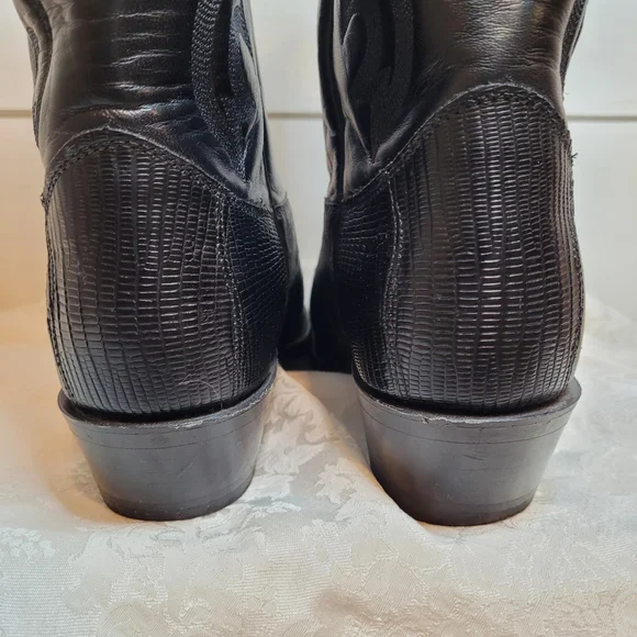 Justin exotic black lizard western boots size 7EEE style 8105 display picture 3